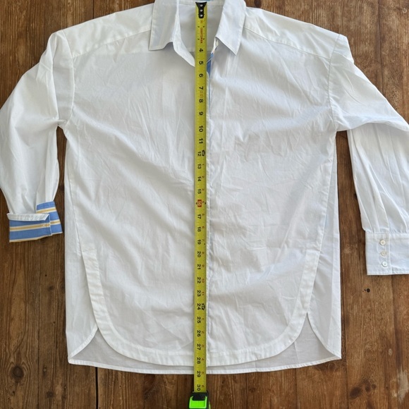J.McLaughlin‎ Ermine Cotton Stretch Contrast Poplin Button White Blouse S NWOT - Picture 9 of 14